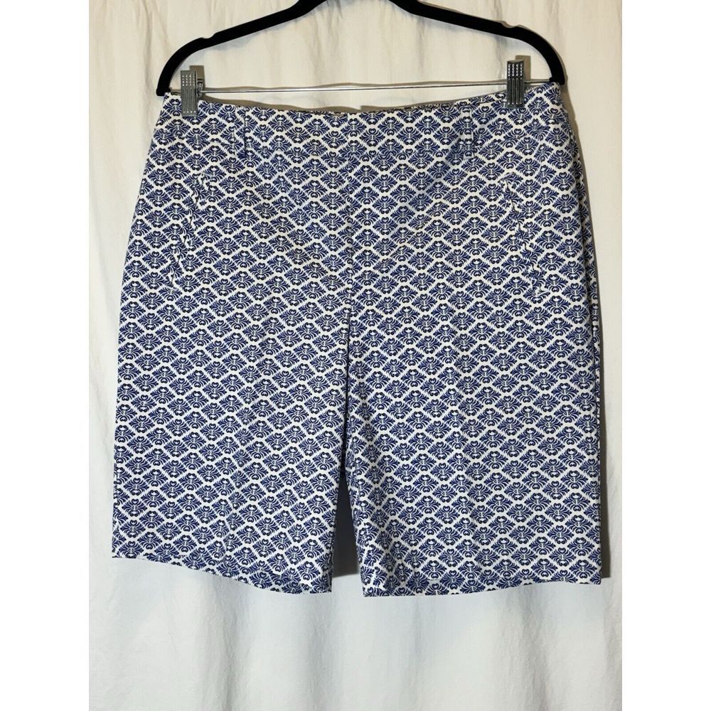 Charter Club Women's Cambridge Slim Blue White Pull On Pants 10 stretch‎ DD16